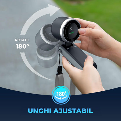 Ventilator Portabil Elindor® Mini Fan Turbo de Mana, 13550 RPM, 5 Trepte de Viteza, Reincarcare USB, Pliabil 180°, Ultra Usor 190 g, pentru Calatorii, Birou, Vara, Negru