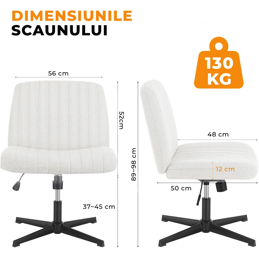 Scaun Birou Elindor®, Modern, Reglabil, Alb