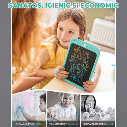 Tableta LCD Desen Elindor® 10 Inch, Jucarie Educativa Pentru Copii, Portabila, Albastru