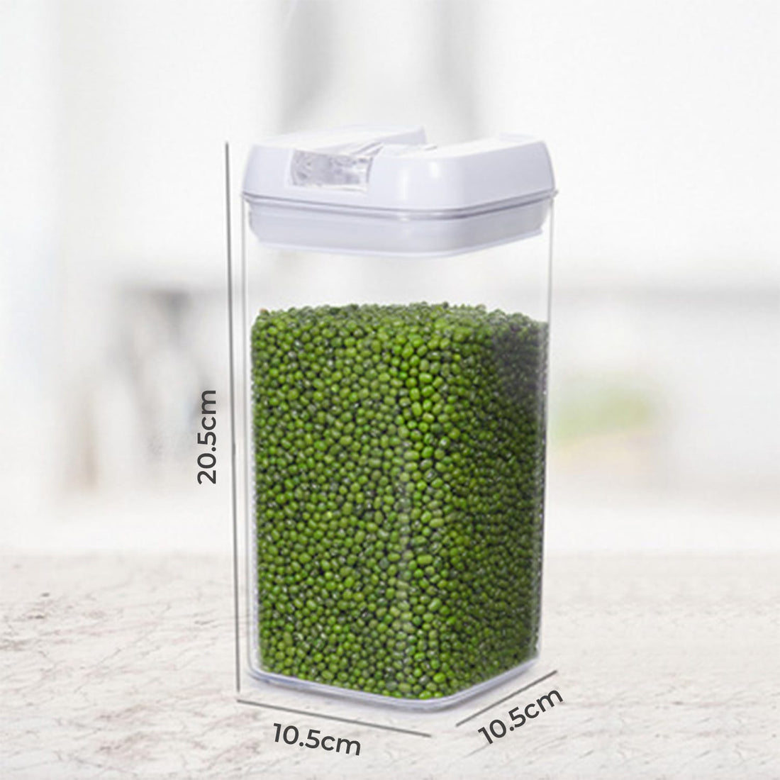 Set 7 Recipiente Etanse Elindor® pentru Alimente Uscate, Capace AirTight, Transparent