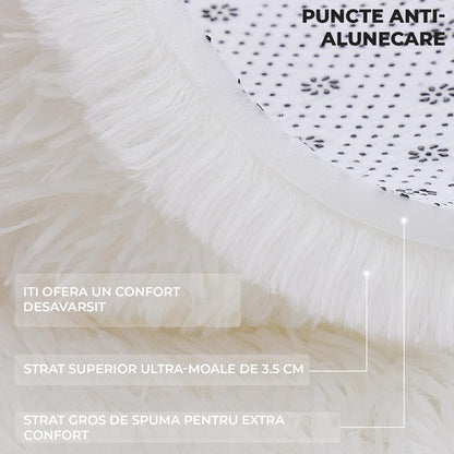 Covor Elindor® Antiderapant, Lavabil, Modern, Ideal pentru Living, Dormitor, Birou, Camera Copiilor, Covor cu Tesatura Lunga si Moale, Curatare Usoara, 120 x 160 cm, Ivory