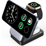 Incarcator Magnetic Elindor® Incarcare 3-in-1, MagSafe, 15W, Pliabil si Portabil, pentru iPhone, Apple Watch, AirPods, Gri