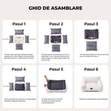 Pat Confortabil pentru Caini si Pisici Elindor® Tip Canapea, Culcus Moale Antiderapant, cu Husa Detasabila din Microfibra Lavabila la Masina, Potrivit pentru Caine si Pisica de Talie Mica, Ideal in Orice Anotimp, in Casa, 61 x 46 x 25 cm, Gri