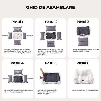 Pat Confortabil pentru Caini si Pisici Elindor® Tip Canapea, Culcus Moale Antiderapant, cu Husa Detasabila din Microfibra Lavabila la Masina, Potrivit pentru Caine si Pisica de Talie Mica, Ideal in Orice Anotimp, in Casa, 61 x 46 x 25 cm, Gri