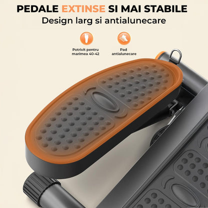 Stepper Compact Elindor® cu Benzi Fitness, Rezistență Hidraulică, Negru