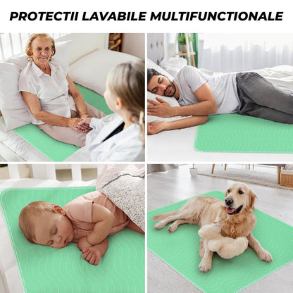 Set 4 Covorase Absorbante Elindor® Igienice, Asternut pentru Animale, Caini, Pisici, Copii, Varstnici, Ultra-Absorbant, pentru Talie Medie si Mare, Prevenirea Scurgerilor De Lichid, 4 Substraturi, Marimea XL, 86 x 91 cm, Verde