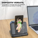 Incarcator Wireless 3-in-1 Elindor® pentru Samsung, Telefon, Ceas si Casti, Tehnologie Fast Charge, Negru