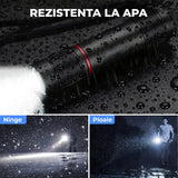 Lanterna LED MIni Neagra Elindor® Profesionala, Extra Luminoasa, 2000 Lumeni, cu Acumulator / Baterie Reincarcabila (USB C), Design Tactic Militar, 4 Moduri, Fascicul cu Zoom, Rezistent la Apa, Multifunctionala, pentru Pescuit, Plimbari, Drumetii,