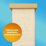 Ansamblu de Joaca Elindor® pentru Pisici, Post pentru Zgariat din Sisal, Stalp pentru Ascutit Gheare, Baza din Lemn, Accesorii Animale de Companie, Montare Usoare, 40.6 x 40.6 x 81.3 cm, Bej