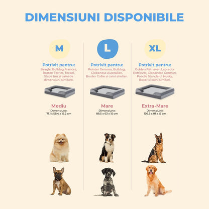 Pat confortabil pentru animale Elindor®, moale, mărimea L, 88.5x63x15 cm, gri