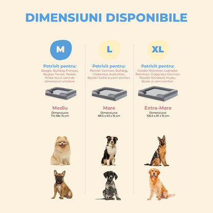 Pat confortabil pentru câini Elindor®, moale, mărimea M, 71x58x15 cm, gri