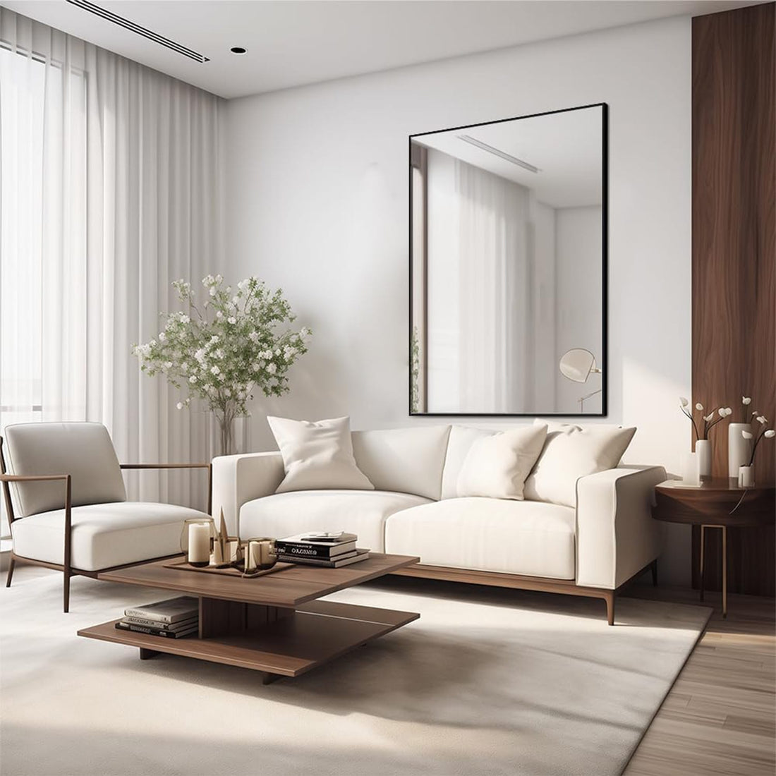 Oglinda Dreptunghiulara Elindor®, 55x75 cm, Sticla Fara Distorsiuni, Usor de Instalatat, Negru