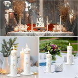 Suport Metalic pentru Lumanare Elindor®, Stil Minimalist, Ideal pentru Evenimente si Ambient, Material Durabil, Set de Spatiu pentru Decor, Suport Lumanare Elegant de Masa pentru Botez, Cununie, Aranjamente, Alb