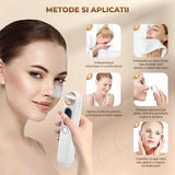 Aspirator Puncte Negre Elindor® 5 Trepte de Aspirare si Extractie pentru Fata, 4 Capete de Schimb, Tehnologie Vacuum pentru Ingrijire Ten, Extractor Sebum si Cosuri, Aparat Reincarcabil USB pentru Ingrijirea Tenului, Alb