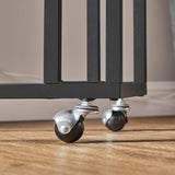 Masa de Cafea Laterala Elindor® in Forma de C, Design Industrial, Ideala pentru Living, Birou, Dormitor, Mobila mUltifunctionala, Moderna, Greutate Maxima Suportata 25 kg, Roti Detasabile Incluse, 50 x 35 x 60 cm, Maro / Negru