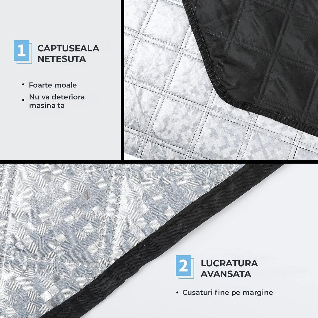 Parasolar Auto  pentru Parbriz Elindor® Material 4 Straturi, Protectie pentru Inghet, Zapada, Praf, Soare, 147 x 100 cm, Montare Usoara, Accesorii Masina, Argintiu