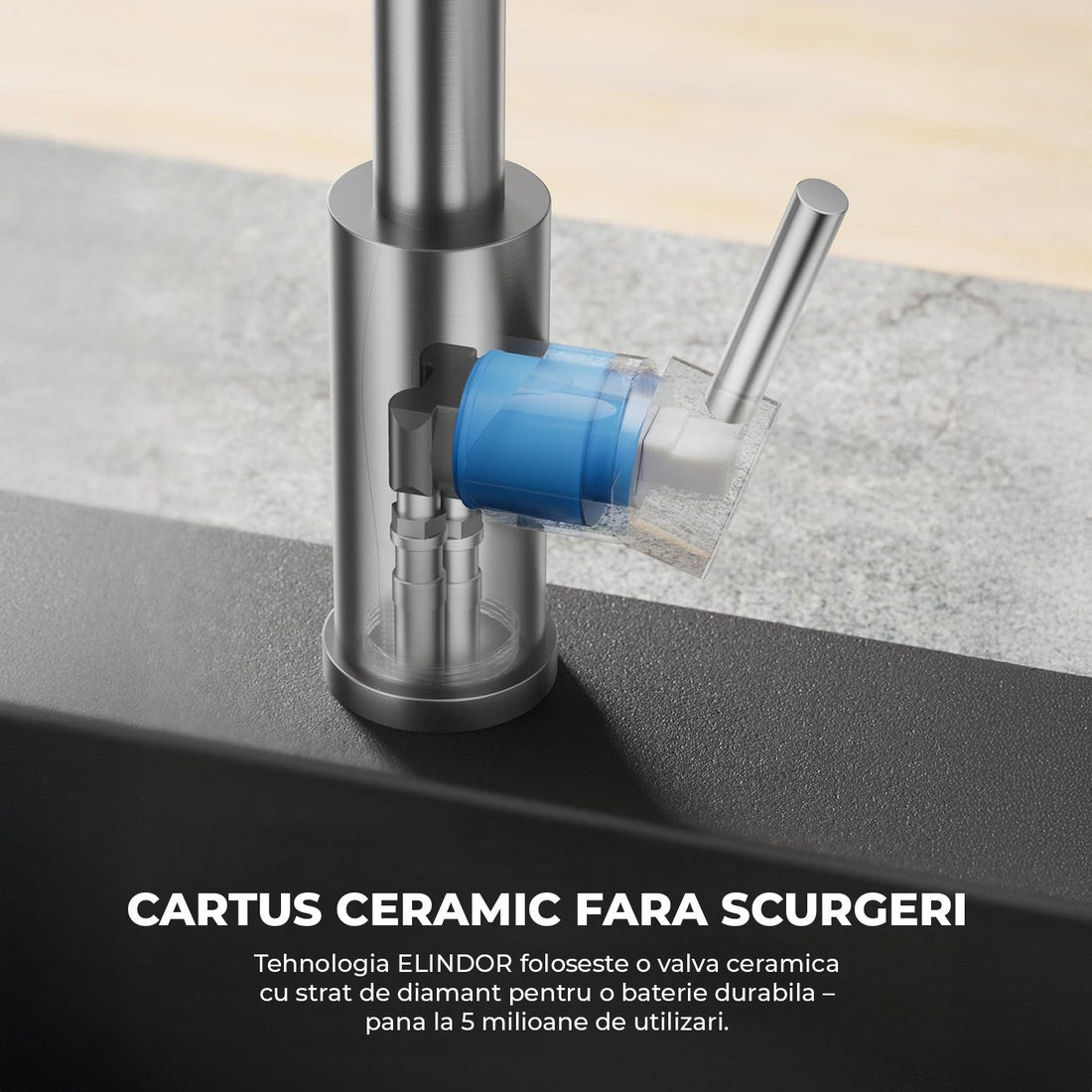 Baterie Bucatarie Elindor®, Robinet Profesional cu Pipa Flexibila, Cap de Dus cu 2 Functii, Jet Reglabil, Montaj Simplu, Rezistenta La Coroziune, Otel Inoxidabil, Chrom