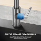 Baterie Bucatarie Elindor®, Robinet Profesional cu Pipa Flexibila, Cap de Dus cu 2 Functii, Jet Reglabil, Montaj Simplu, Rezistenta La Coroziune, Otel Inoxidabil, Chrom