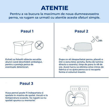 Perna Ortopedica Elindor® Memory Foam Pillow, Suport Cervical Ergonomic, Spuma cu Memorie Anatomica, Husa Detasabila Respirabila, pentru Spondiloza Cervicala, 60x40x12 cm, Alb