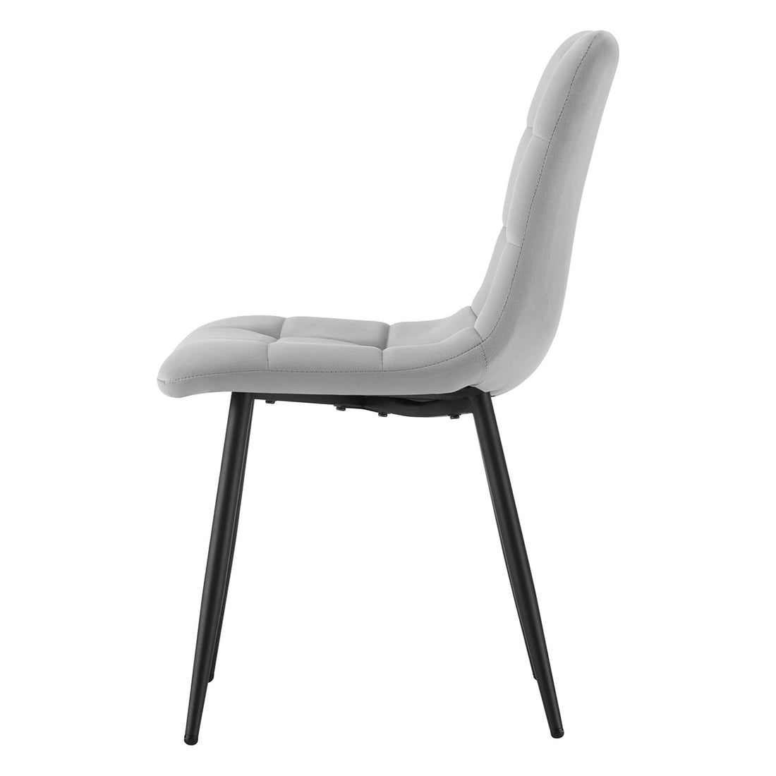 Set 2 Scaune Elindor® Ergonomice, Design Contemporan, Scaun cu Spatar Inaltime 41 cm, fara Manere, din Catifea cu Picioare Metalice Negre, Potrivite pentru Living, Bucatarie, Birou, Dormitor, 54 x 45 x 83 cm, Gri Deschis