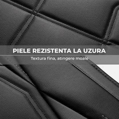 Set 5 Huse Gri Deschis, Scaune de Masina Elindor®, Huse Auto Piele, Impermeabile, Universale, Protectie Scaun Fata si Spate, Montaj Rapid, Accesorii Masina Interior