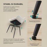 Set 2 Scaune Elindor® Ergonomice, Design Contemporan, Scaun cu Spatar si cu Manere, din Catifea cu Picioare Metalice Negre, Potrivite pentru Living, Bucatarie, Birou, Dormitor, Latime Sezut 49 cm, 55.5 x 43 x 83 cm, Bej Deschis