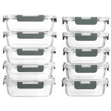 Set de 10 Caserole Elindor® din Sticla, Recipiente Ingrediente pentru Bucatarie, pentru Alimente Uscate, Recipient pentru Depozitare Cafea, Zahar, Paste, Cereale, Capac Etans, Potrivit pentru Congelator Transparent