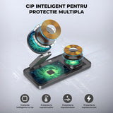 Incarcator Wireless 3 in 1 Portabil Magsafe Elindor®, 15W Qi Fast Charger, Stand Magnetic Pliabil de Birou, Charging Station pentru Apple Watch, AirPods, Telefon Compatibil iPhone, Incarcatoare fara Fir, Statie de Incarcare, Negru