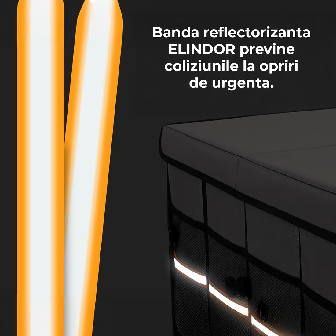 Organizator Auto Portbagaj Elindor®, Antiderapant, Impermeabil, Pliabil, Compartimente Multiple, Organizator Cargo pentru SUV, Depozitare Portbagaj, Dimensiuni 89 x 35 x 30 cm, Manere Aluminiu, Banda Reflectorizanta, Accesorii Auto, Gri