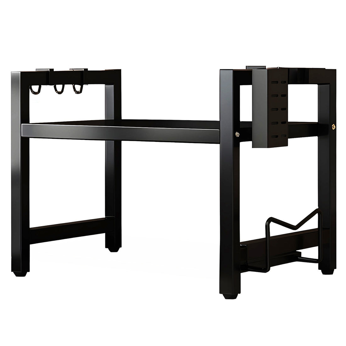 Raft Elindor® din Otel Carbon, Extensibil pentru Bucatarie, Organizator Metalic Reglabil, Ideal ca Etajera Depozitare Deasupra Cuptorului cu Microunde in Camara sau Birou, Perfect pentru Condimente, Vesela, Farfurii, Stabil si Compact, Polita pentru Obiec