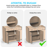 Organizator Multifunctional Elindor® Tip Sertar, cu Adeziv, Suport Metalic Dulap sub Blat Chiuveta, Inaltime Reglabila, 2x Sertar Glisant Organizare pentru Bucatarie, Baie, Camara, Bar, Raft cu Sertare Depozitare Detergenti, Parfumuri, 32-53x42x8 cm, Alb