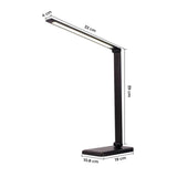 Lampa de Birou Elindor® Neagra cu LED, Pliabila, Incarcare USB si Incare Wireless Telefon, 5 Moduri Lumina Camera Rece/Cald si 5 Intensitati, Veioza Control prin Atingere, Potrivita si pentru Noptiera in Dormitor, Oprire Automata, 39 x 3 x 10,8 cm