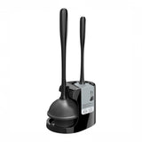 Set Perie WC si Pompa Silicon Elindor® de Toaleta sau Chiuveta, pentru Baie, Suport Discret, Maner Ergonomic, Perie 360°, Ventuza Puternica, fara Gaurire, Accesorii pentru Uz Casnic, Comercial, Rulote, 21 x 16 x 46 cm, Negru