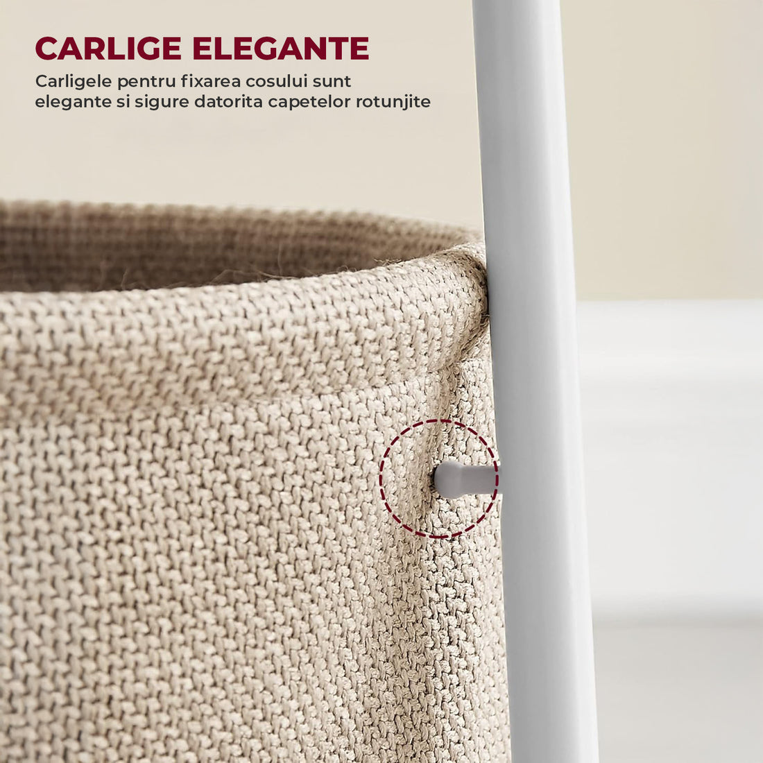 Masa de Cafea Laterala Elindor® Rotunda, Design Industrial, Ideala pentru Living, Birou, Dormitor, Mobila Multifunctionala, Moderna, Greutate Maxima Suportata 35 kg, Cos Depozitare, 50 x 45 x 45 cm, Alb