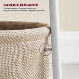 Masa de Cafea Laterala Elindor® Rotunda, Design Industrial, Ideala pentru Living, Birou, Dormitor, Mobila Multifunctionala, Moderna, Greutate Maxima Suportata 35 kg, Cos Depozitare, 50 x 45 x 45 cm, Alb