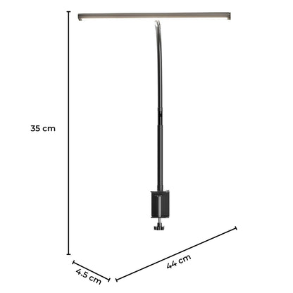 Lampa LED de Birou Elindor® Ultra Wide, Luminozitate si Temperatura Lumina Reglabila, Clema de Prindere, Gat Reglabil, Temperatura Lumina 2700-6500K, Latime 44 cm, Negru