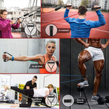 Benzi Elastice pentru Sport Elindor® cu 2 Manere si Ancora pentru Usa, Rezistenta Totala 68 kg, pentru Fitness, Workout, Yoga, Gimnastica de Recuperare, Exercitii Fizice, Aerobic, Pilates, TPE, 222 x 2 cm, Multicolor