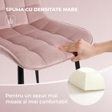 Set 2 Scaune Elindor® Ergonomice, Design Contemporan, Scaun cu Spatar si fara Manere, din Catifea cu Picioare Metalice Negre, Potrivite pentru Living, Bucatarie, Birou, Dormitor, Latime Sezut 46 cm, 85.5 x 45 x 42 cm, Roz