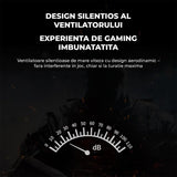 Cooler Laptop Gaming RGB Elindor® Suport cu Unghi Reglabil pe 5 Nivele, Viteza Ajustabila, Dimensiuni Compatabile 15.6-17 Inch, 5 Ventilatoare Puternice si Silentioase 20dB, 2 Porturi USB, pentru Birou, Calatorii, 45.5 x 32 x 3.2 cm, Negru