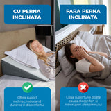 Perna Ortopedica Triunghiulara Elindor® pentru Pat, Perna din Spuma cu Memorie, Suport Spate, Cap, Post-Operator, Anti-Reflux, Antisforait, Antirid, Husa Detasabila cu Fermoar, 61 x 61 x 19 cm, Alb / Gri