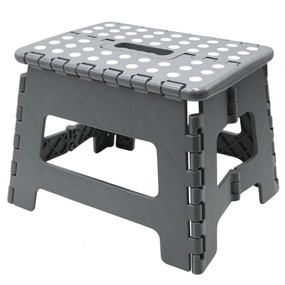 Scaun Pliabil Elindor® Ideal pentru Bucatarie, Baie, Birou, Living, Terasa, Uz Interior si Exterior, Taburet din ABS, Greutate Maxima Suportata 120 kg, Suprafata Antialunecare, 29 x 22 x 22 cm, Gri