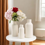 Set 3 Vaze Ceramica Elindor® Decor Minimalist Modern pentru Masa, Biblioteca, Birou sau Comoda, Design Elegant pentru Flori, Alb