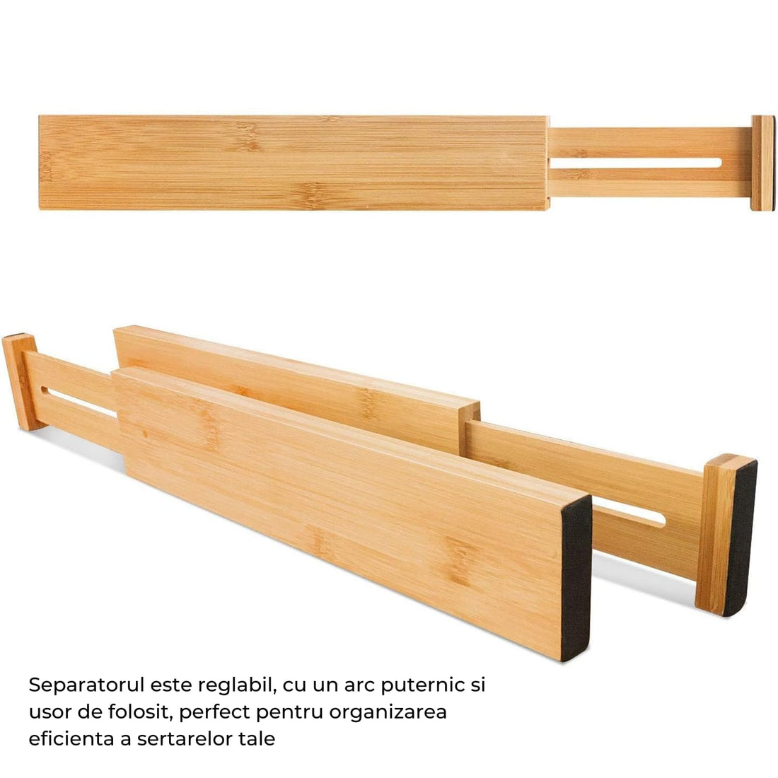 Set 6 Separatoare Extensibile Pentru Sertar de la 42 cm la 55 cm, pentru Bucatarie