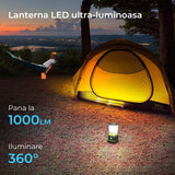 Lanternă LED Elindor® 1000LM, 4 Moduri de Lumină, Rezistentă la Apă IPX4, cu Baterii