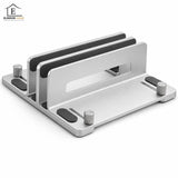 Suport Vertical Elindor® pentru Laptop, Tableta, Notebook si Carti, cu 3 Sloturi, Reglabil, Stand Universal, Compatibil Pana la 17.3 Inch, Ideal pentru Birou, Acasa, 14.5 x 14.2 x 4.6 cm, Argintiu