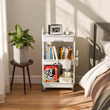 Carucior Organizator 3 Niveluri Elindor®, cu 1 Sertar si Roti 360°, Organizator Bucatarie, Multifunctional, Raft Mobil Organizare Baie, Camara, Birou, Bar, 38 x 27 x 74 cm, Alb