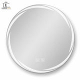 Oglinda de Perete Elindor® Rotunda, fara Rama, Antiaburire, Ideala in Baie, Iluminare Led, Buton ON/OFF Luminat, Rezistenta la Umiditate IP44, Model Halo, 60 x 60 cm, Transparent