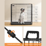 Cusca pentru Animale Elindor® Pliabila, Potrivita pentru Caini de Talie Medie si Mare de 19 Kg, Utilizare in Interior si Exterior sau Calatorii, cu 2 Usi, Baza din Plastic Detasabila, 2 Manere pentru Transport, Marime XL, 91×56.5×64.5 cm,