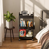 Carucior Organizator 3 Niveluri Elindor®, cu 1 Sertar si Roti 360°, Organizator Bucatarie, Multifunctional, Raft Mobil Organizare Baie, Camara, Birou, Bar,38 x 27 × 74 cm, Negru