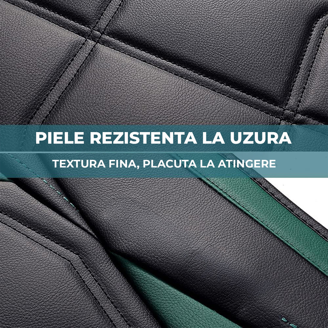 Set 5 Huse Scaune Auto Elindor® Universale, Husa pentru Protectie Sezut si Spatar Scaun Fata si Bancheta Spate, Impermeabila, Piele Ecologica, Accesorii Masina Huse Interior, Verde Inchis